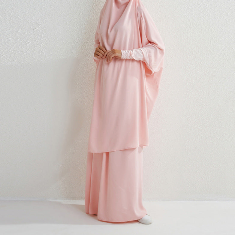 Muslim Fashion Plus Size Two-piece Suit Arabic Djellaba Solid Color - Chic Angle